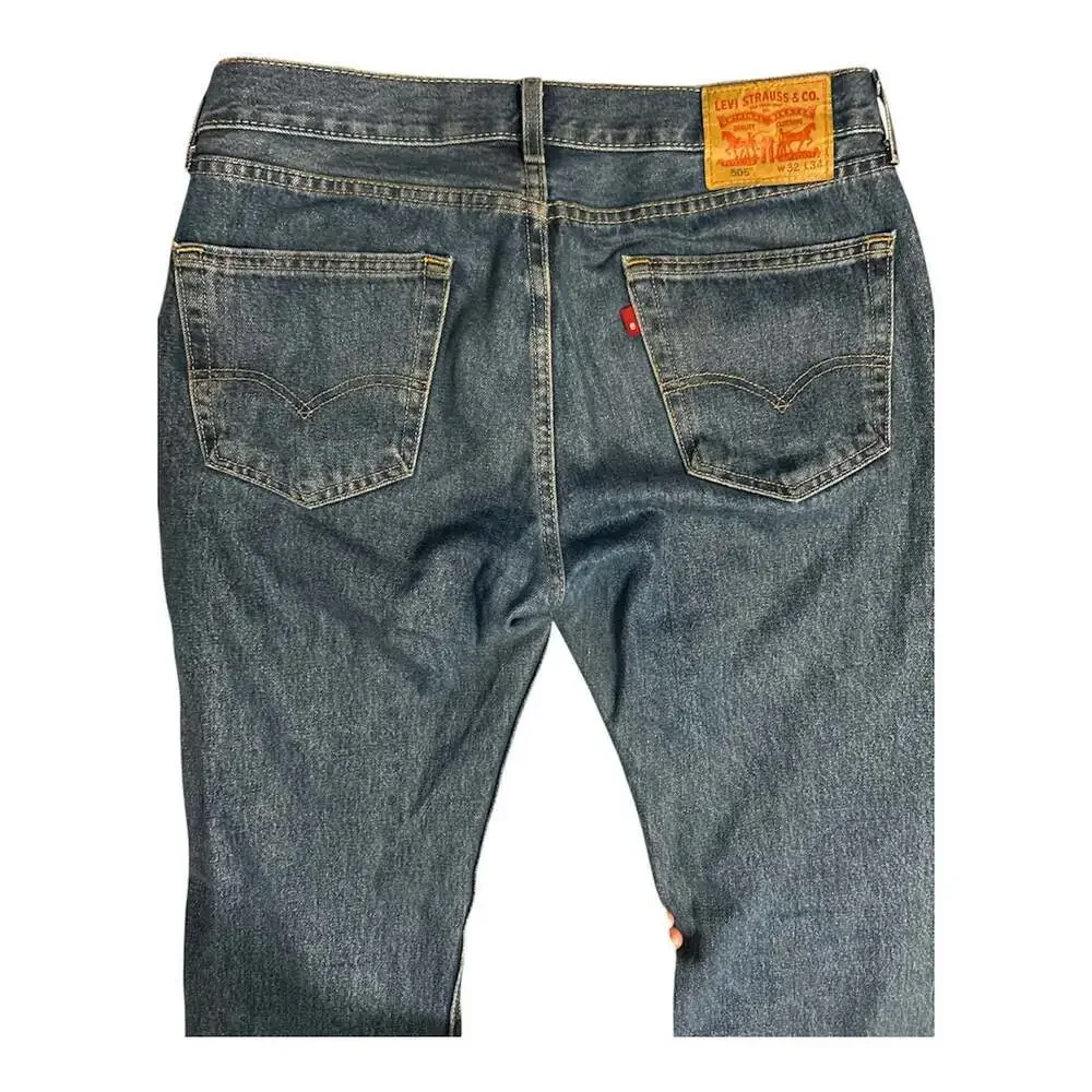 Levi's 505 Men's Regular Fit Straight Leg Jeans W32 L34 Medium Stonewash 2022